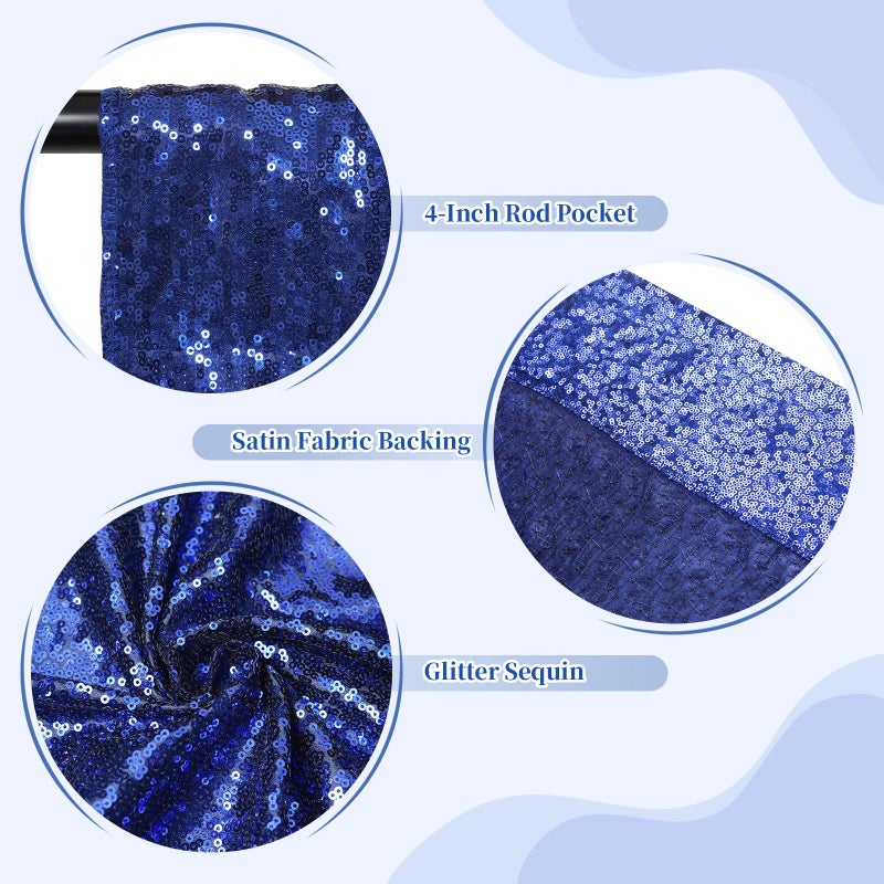 SquarePie Sequin Backdrop Less Transparent Photography Background Sparkly Curtain for Wedding Patry 10FT x 10FT Navy Blue - Image 5